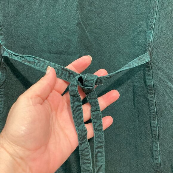 L Pogee Womens Button U Top Long Sleeve Embroidered Boho Blouse Green Tie Back - Picture 7 of 11